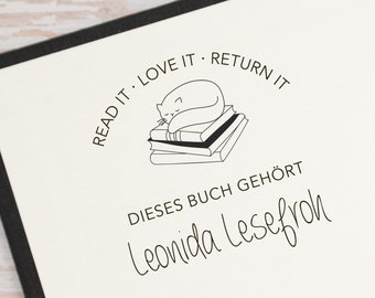 EX LIBRIS STAMP // Book stamp // personalized stamp // book owner mark "Lesefroh"