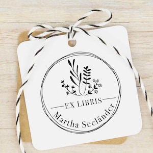 Buchstempel Blumenkreis // runder Ex Libris-Stempel // personalisierter Stempel // Bucheignerzeichen