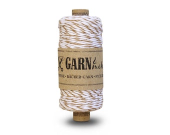 BAKER'S YARN ocher-white two-tone - 45 m // Baker's cord yarn & more // Cotton beige-white