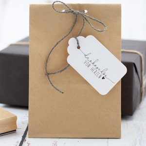 Stempel "Dankeschön von HERZEN" // Holzstempel Geschenkanhänger // Geschenkstempel // Wortstempel Geburtstag (M009)