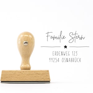 Adressstempel mit Stern personalisiert // Namensstempel mit Stern // Familienstempel // Motiv "Starnberg"