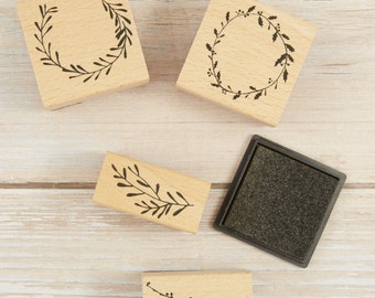 Stempel Blumenkranz // Florales Stempel-Set // Stempel mit Kranz // Kranz-Stempel // Stempel Olivenzweig (RD-00285)