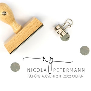 Personalisierter Adressstempel mit Initialen, ca. 70 x 30 mm,  Motiv "Aachen"