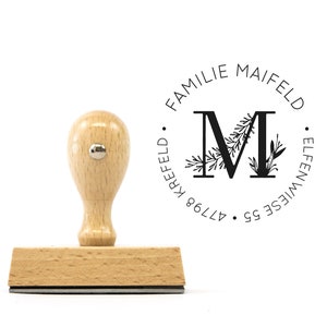 Adress-Stempel "Krefeld" personalisiert, 50 mm rund, personalisierter Familienstempel
