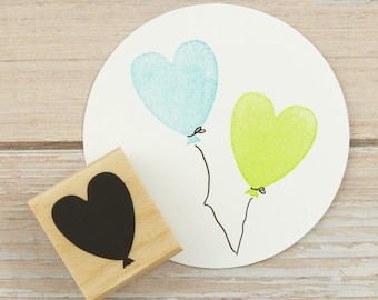 Heart balloon stamp // wooden stamp balloon in heart shape // gift stamp // motif stamp balloon heart (M019)