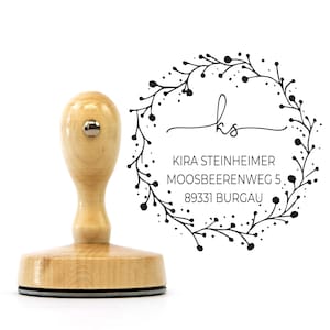 Persönlicher Stempel "Burgau" mit Initialen, 60 mm rund, personalisert