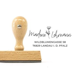 Adressstempel / personalisierter Stempel / individueller Stempel / Stempel personalisiert mit Blume / Motiv "Landau"