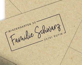 Adressstempel personalisiert / Namensstempel rechteckig / persönlicher Familienstempel / Stempel personalisiert / Motiv "Eutin"