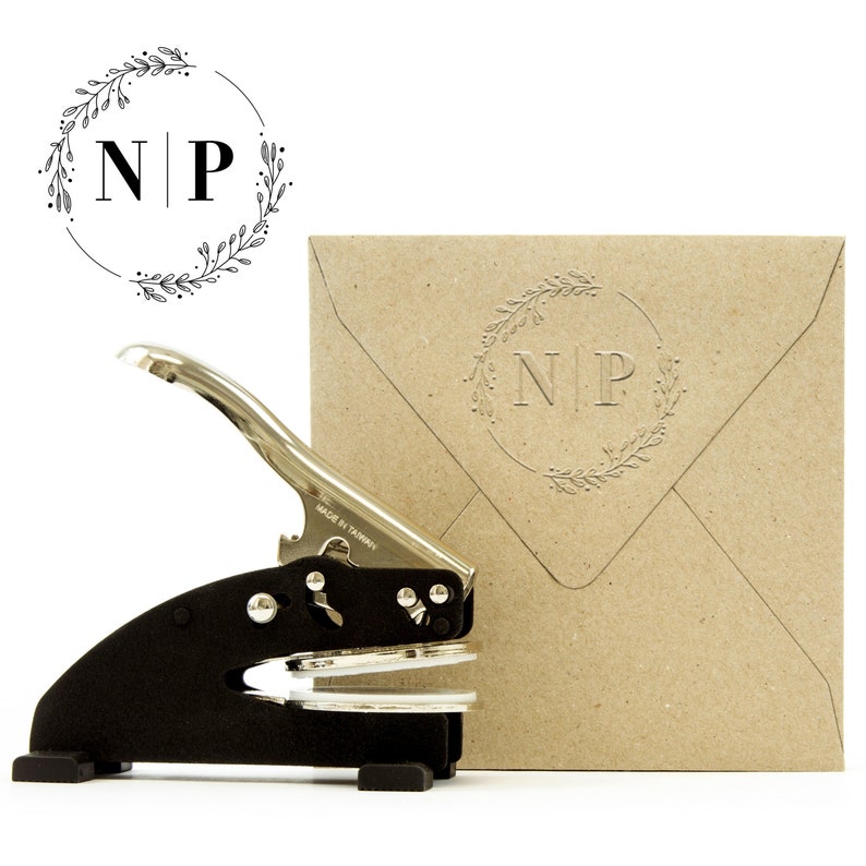 Embossing stamp wedding / flower ring with initials / paper embossing pliers / individual / personalized / motif Ludwigshafen image 1