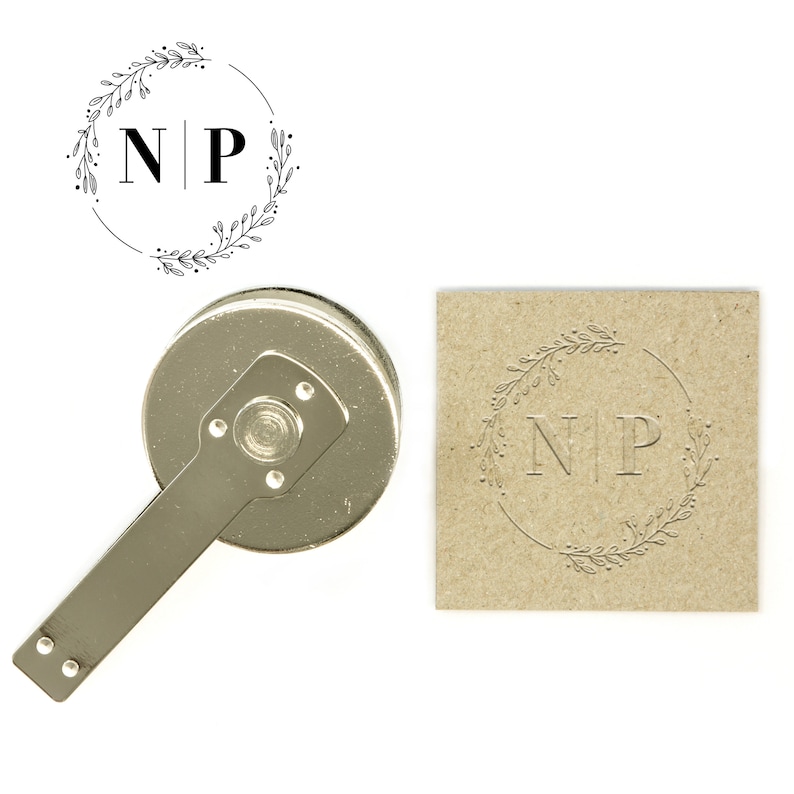 Embossing stamp wedding / flower ring with initials / paper embossing pliers / individual / personalized / motif Ludwigshafen image 2