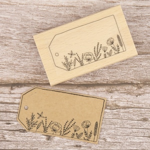 Stempel "Blumenetikett" / Stempel mit Etikett / Label / Geschenkanhänger Stempel / floraler Stempel / Blumenstempel
