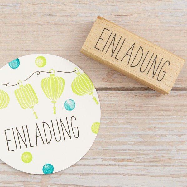 Stempel EINLADUNG// Holzstempel Geschenkanhänger // Geschenkstempel // Geburtstag // Wortstempel Einladung (M013)