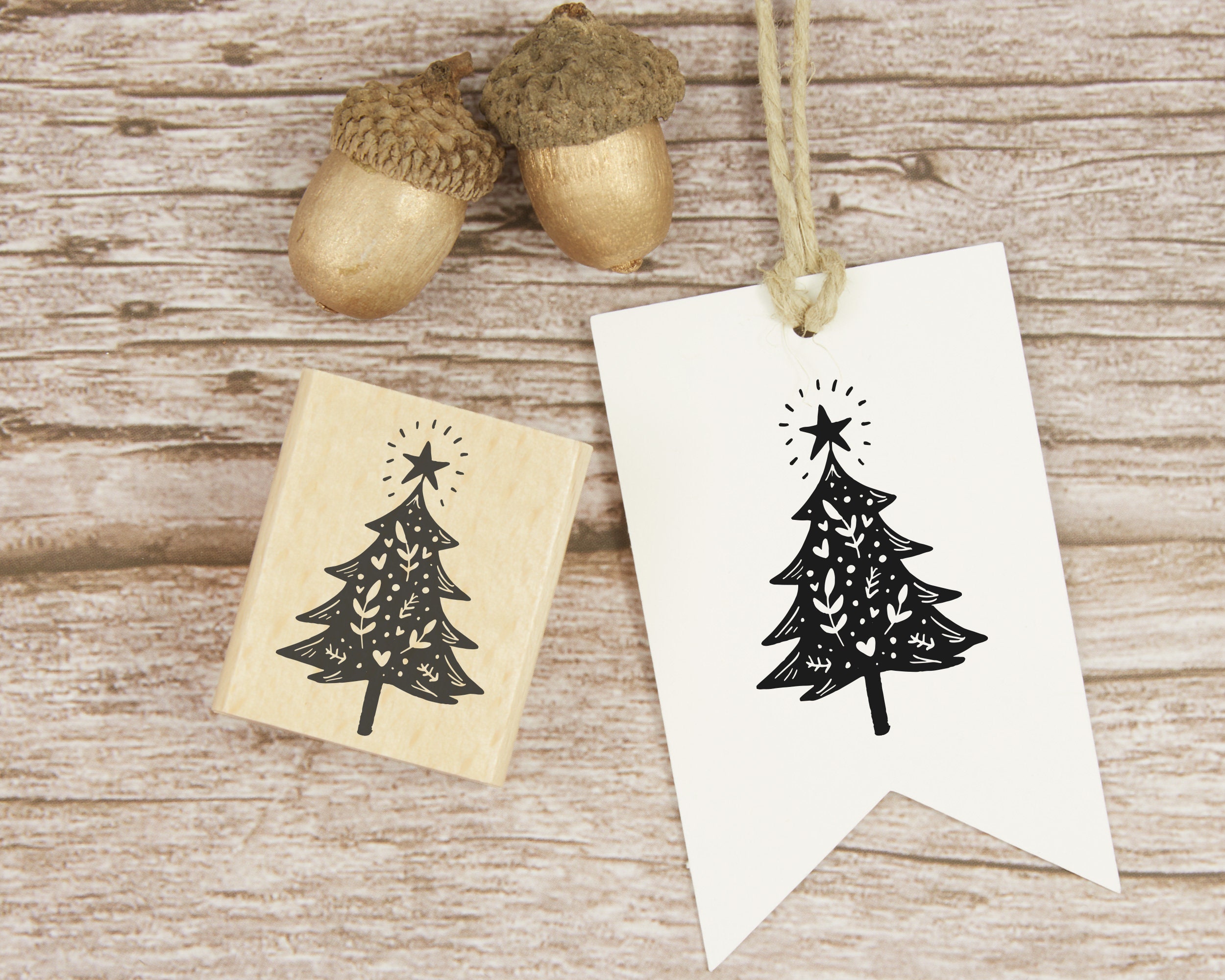 Christmas Stamp Christmas Tree // Stamp Christmas // Wooden Etsy