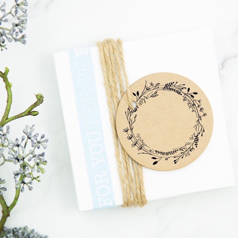 Motif stamp Flower wreath // Stamp gift tag // Wooden stamp with floral wreath M024 & M038 image 6