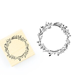 Motif stamp Flower wreath // Stamp gift tag // Wooden stamp with floral wreath M024 & M038 image 5
