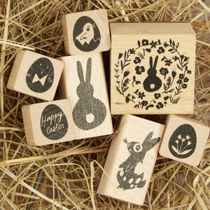 Osterstempel-Set mit Osterhasen und Ostereiern // Motivstempel zu Ostern // Osterhasen-Stempel // Osterei-Stempel (RD-00286)