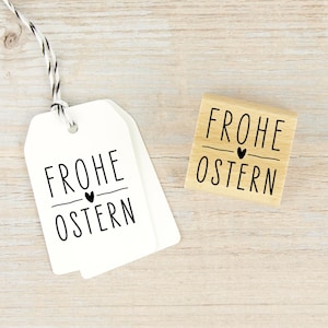 Stempel „Frohe Ostern" mit Herz (30 x 30 mm)