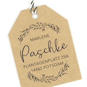 Runder Adressstempel // personalisierter Stempel mit Blumenkranz (Motiv Potsdam)