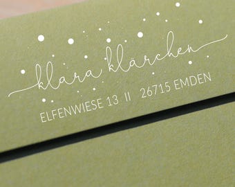 Address stamp with handwriting and dot confetti, customizable to your wishes – "Emden" design
