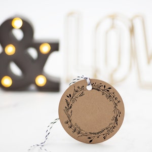 Motif stamp Flower wreath // Stamp gift tag // Wooden stamp with floral wreath M024 & M038 image 4