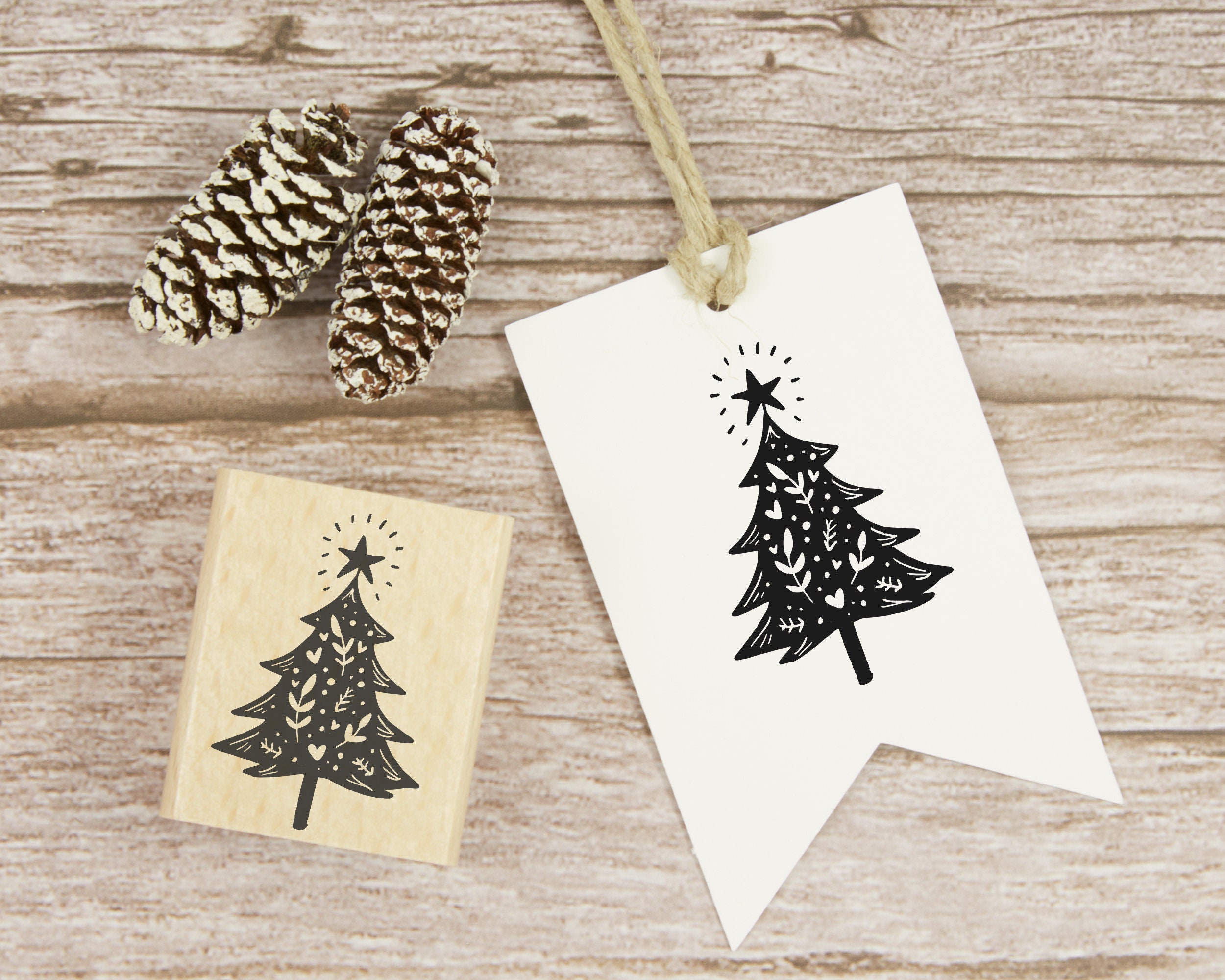 Christmas Stamp Christmas Tree // Stamp Christmas // Wooden Etsy