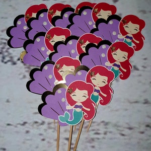 Little Mermaid Cupcake Toppers, seashell cupcake toppers, sea stars cupcake toppers