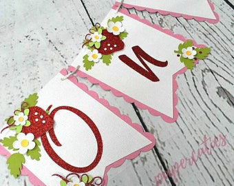 Strawberry One High Chair Banner, Berry One High Chair banner, een Strawberry High Chair banner, 1e verjaardag Strawberry High Chair banner
