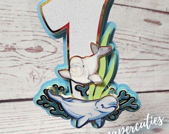 Baby Beluga Birthday Cake Topper, Baby Beluga Decorations, Baby Beluga Cake Topper Theme, Beluga Whale Theme Cake Topper