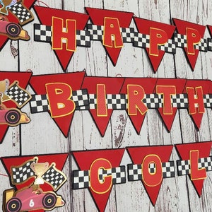 Race Car Birthday Banner, Birthday Banner Race Car Decorations, Race Birthday Banner, Red Car Birthday Banner