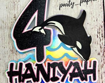 Pink Whale Cake Topper, Killer Whale Cake Topper, Orca Cake Topper, Pink And Balack Whale Party Decor
