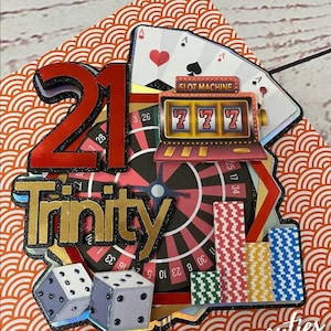 Casino Theme Cale Topper, Las Vegas Cake Topper, Gambling Cake Topper, Casino Birthday Cake Topper