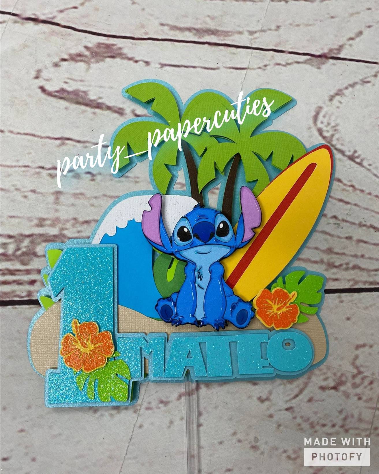Stitch cake topper, Stitch topper with name and age, Stitch party, Cake  topper