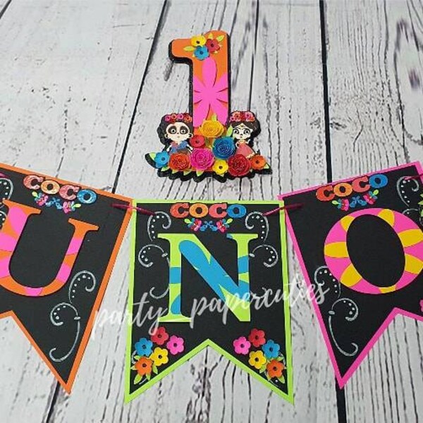 Coco Theme One High Chair Banner, Fiesta Mexicana One High Chair Banner, Coco smash high chair banner. Mexican Party Banner