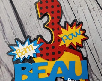 Girl Super Hero Pow Bam Cake Topper