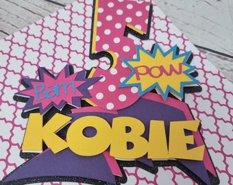 Girl Super Hero Pow Bam Cake Topper
