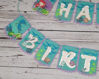 Estandarte de la Sirenita, estandarte de la sirena bebé, fiesta temática de la sirena bebé, decoración de la fiesta de la sirena, decoración de la fiesta de la sirenita