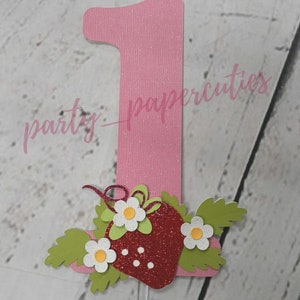 Strawberry One Birthday Cake Topper, 1 strawberry cake topper, strawberry theme birthday cake topper, one strawberry cake topper
