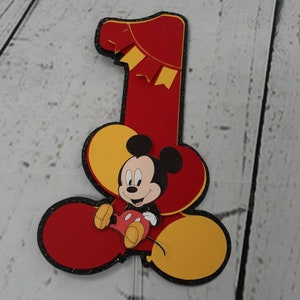 Baby Mickey Mouse One Birthday Cake Topper. Baby Mickey Cake Topper, Baby Mickey First Birthday Cake Topper