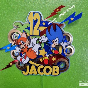 Sonic Theme Cake Topper, Sonic Custom Made Cake Topper Personalized Cake Topper Sonic Theme