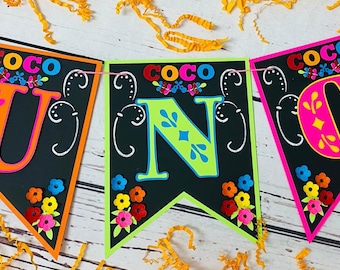 Coco Girl Theme One High Chair Banner, Fiesta Mexicana One High Chair Banner, Coco smash high chair banner. Mexican Party Banner