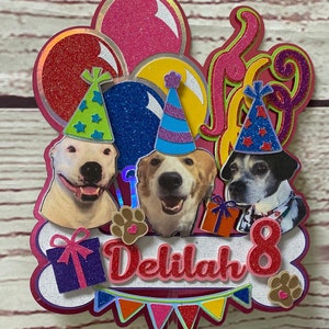 Dog Theme Cake Topper, Personalized Dog Cake Topper, Dog Party Decorations, Dog Party