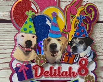 Dog Theme Cake Topper, Personalized Dog Cake Topper, Dog Party Decorations, Dog Party