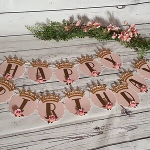 Happy 1st Birthday Princess Banner, First Birthday Princess theme party, 1st Birthday Baby Girl