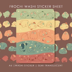 Frog Washi Sticker Sheet | Frochi washi | A6 Semi translucent
