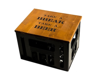 ultiMade® Bierkastensitz Holz Sitzauflage für Bierkiste Weihnachtsgeschenk Biergeschenk Geschenk für Männer Hocker TAKE A BREAK