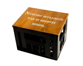 ultiMade® Bierkastensitz Holz Sitzauflage für Bierkiste Weihnachtsgeschenk Biergeschenk Geschenk für Männer Hocker  -  NÜCHTERN BETRACHTET