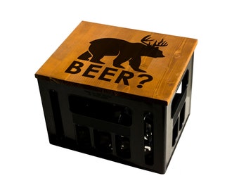 ultiMade® Bierkastensitz Holz Sitzauflage für Bierkiste Weihnachtsgeschenk Biergeschenk Geschenk für Männer Hocker "BEER"