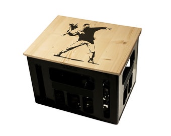 Christmas gift beer crate seat beer crate seat seat pad beverage crate seat board hipster stool Banksy flower thrower