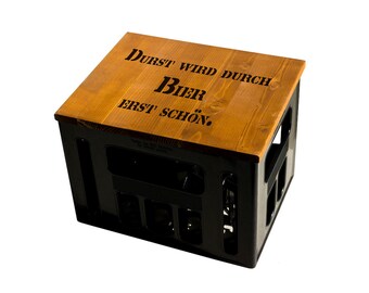 ultiMade® Bierkastensitz Holz Sitzauflage für Bierkiste Geschenkidee Biergeschenk Geschenk für Männer Hocker - Durst wird durch Bier...