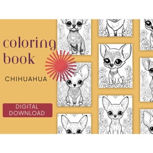 Chihuahua Coloring Book Digital Download 5 Pages